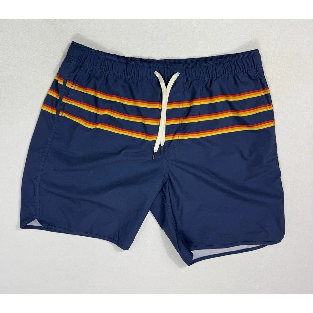 Fair Harbor Swim Trunks Men 2XL Blue Orange Red Performance Lined Shorts 8.5